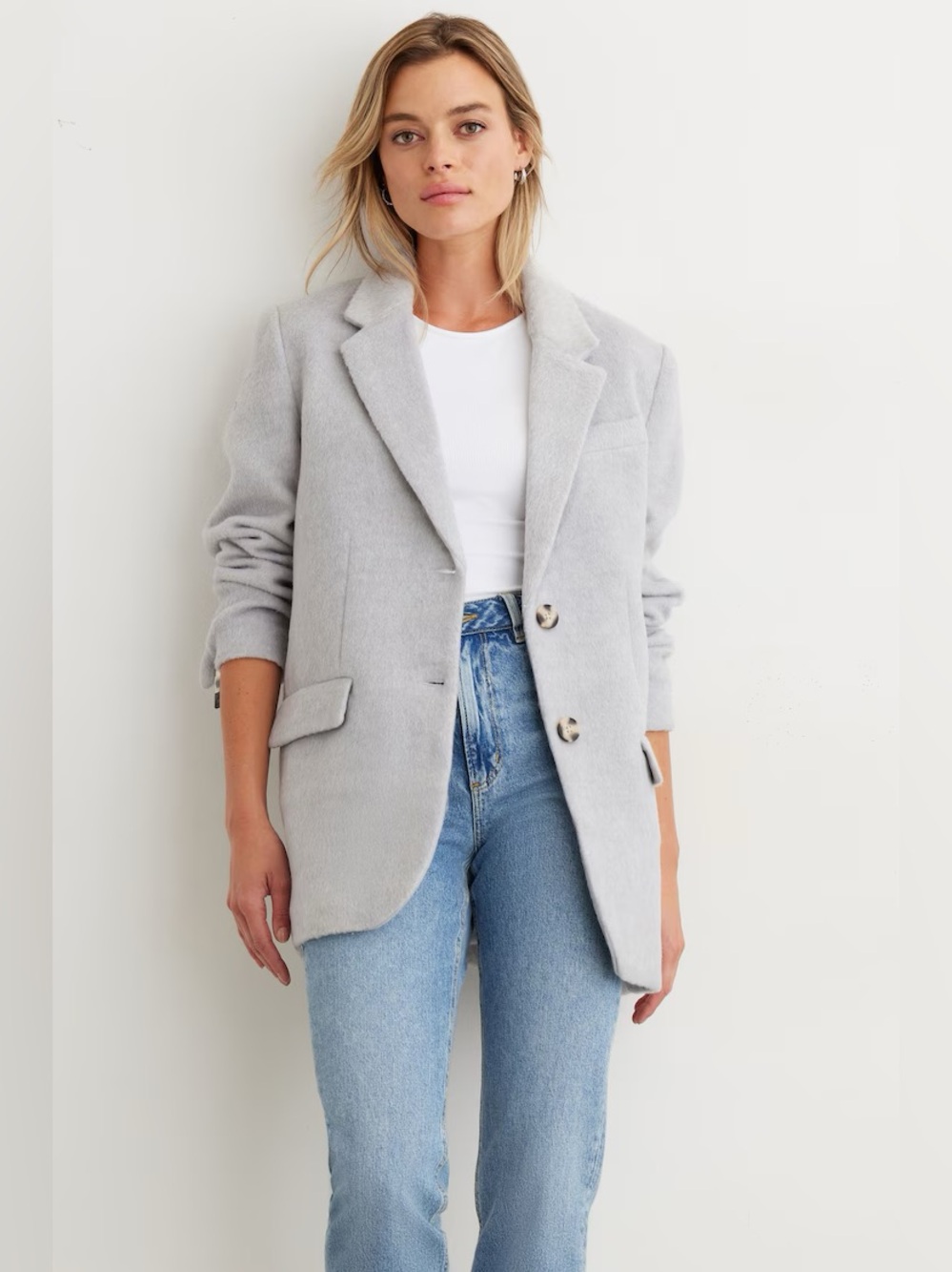Dynamite wool blend gray blazer coat / jacket size large - like new!